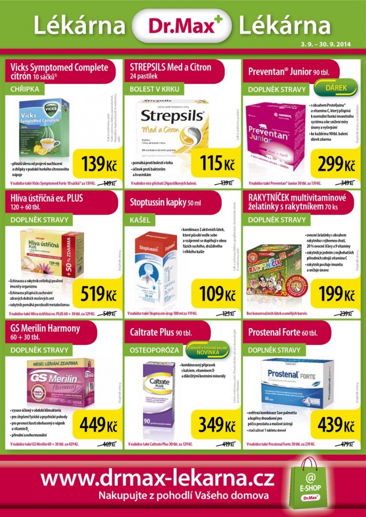leták Dr. Max lékárna Aktuální leták od 3.9.2014 strana 1 leták Dr. Max lékárna Aktuální leták od 3.9.2014 strana 1